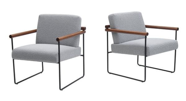 English Elm Modern Boucle Accent Armchair - Stylish Gray Upholstered Lounge Chair For Cozy Living Spaces T3903P372605