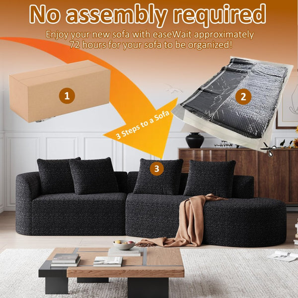 English Elm Modern Oversized Sectional Sofa - 112-Inch Chenille Cloud Couch With 4 Pillows For Ultimate Comfort P2 W834P323320-GIGA