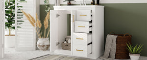 English Elm 30'' Elegant Bathroom Vanity Set With Ceramic Sink, Soft-Close Drawers & Retro Design For Storage N710P191947K
