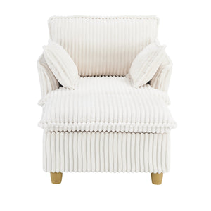 English Elm This Corduroy Single Seat Accent Chair with Ottoman and Pillows for Cozy Nook Spaces W1658P254570