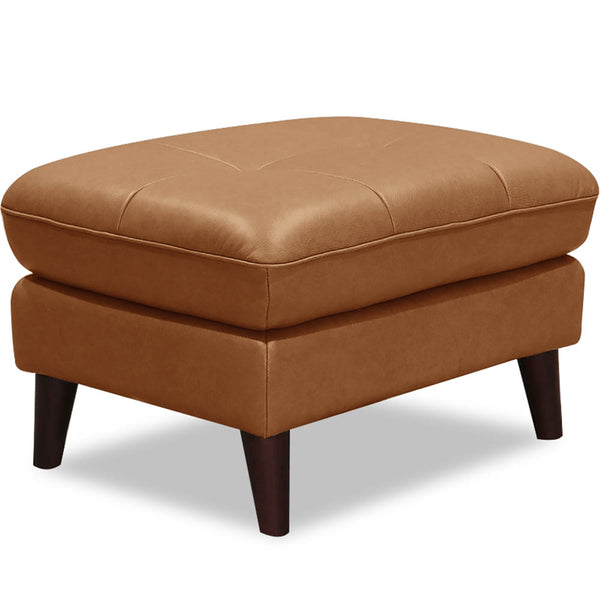 English Elm Solana Leather Ottoman with Top-Grain Seating, Pocket Coil Comfort, Kiln-Dried Wood Frame for Durability Brown B2705P338095