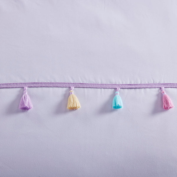 JLA Home Mi Zone Kids - Tassel Hypoallergenic Comforter Set with Embroidered Heart Pillow, OEKO-TEX Antimicrobial, Kid-Friendly Decor Lavender MZK10-274