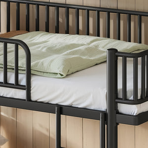 English Elm Queen Over Metal Bunk Bed Convertible Platform Frame with Safety Guardrails Black W5305S00063