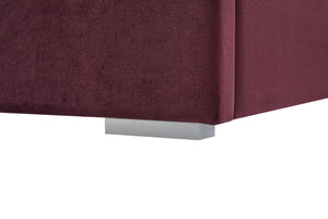 English Elm Queen Modern Floating Bedside Tables with LED Lights, Crossed Metal Legs, Single Drawer Storage, Durable Construction WINE RED W1793S00014