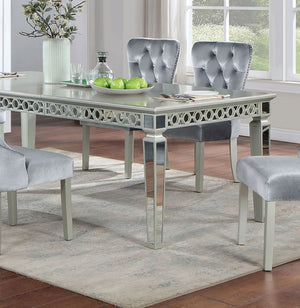 English Elm Glam 7Pc Silver & Dark Gray Dining Set With Expandable Table & Wingback Chairs For Elegant Spaces B2741S00065