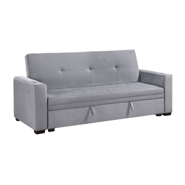 English Elm Modern Velvet Tufted Sleeper Sofa with Storage Cup Holders and Usb Charging Ports B011P256229