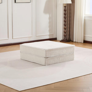 English Elm Compression Mahjong Sofa Convertible Floor Bed Modular Boneless Sectional with Ottoman, White Circle Fleece Comfort and Memory Foam Support W3723P377149