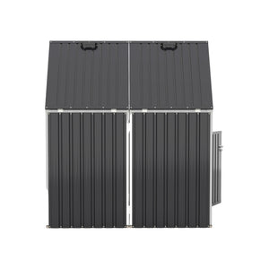 English Elm Garbage Bin Shed Galvanized Steel Enclosure for Two Cans Outdoor Weather Resistant Dark Gray W1598P357714