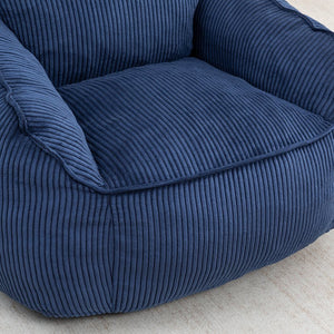 English Elm Giant Corduroy Bean Bag Sofa with Armrests Foam Filled Cozy Adult Lounge Chair Dark Blue W2200P442801