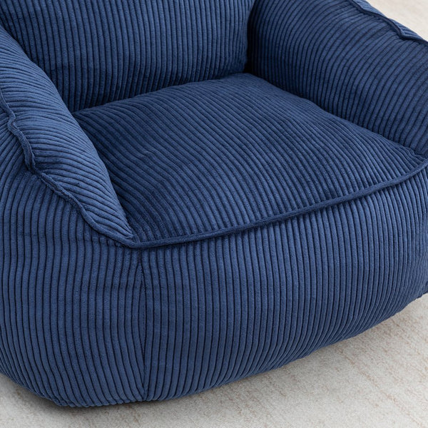 English Elm Giant Corduroy Bean Bag Sofa with Armrests Foam Filled Cozy Adult Lounge Chair Dark Blue W2200P442801
