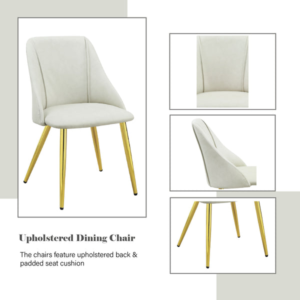 English Elm Gaines White Synthetic Leather Side Chair Set of 2 — Plush High‑Density Foam, Chrome Legs, Scratch‑Resistant Pads B2726P250495