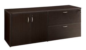 OSP Home Furnishings Napa Contemporary Office Credenza with Concealed Storage and Cable Management Solutions Combo Espresso NAPESP-TYP205