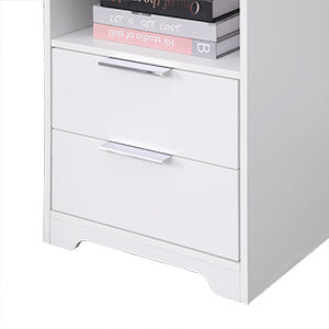 English Elm Nightstand with Drawer | 3-Tier Modern Bedside Table with Hidden Drawer, Open Shelves, Sturdy Build White 25.9 L x 16.7 W x 5.5 H W3151P345813
