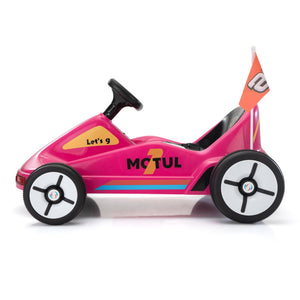English Elm 12v Kids Electric Go Kart with Parental Remote Dual Motors Led Bluetooth Pedal Rose Red W2181P201029