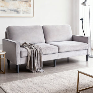 English Elm Modern Linen Loveseat with Washable Cover Spring Cushions Solid Frame Small Spaces W5052S00001