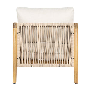 English Elm Outdoor Acacia Wood Club Chair Rope Back Teak Finish Patio Lounge Seat N768P383070T