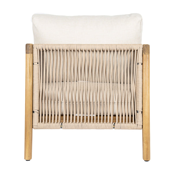 English Elm Outdoor Acacia Wood Club Chair Rope Back Teak Finish Patio Lounge Seat N768P383070T