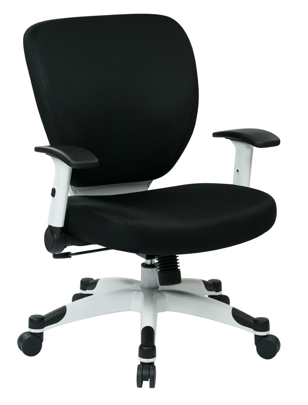 OSP Home Furnishings Padded Mesh Managers Chair with Lumbar Support Flip Arms and Pneumatic Height Control 5200W-3M