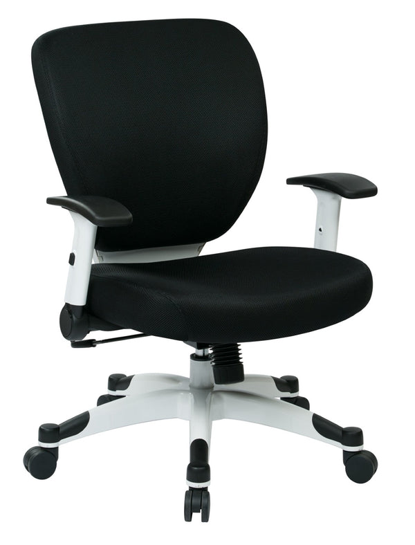 OSP Home Furnishings Padded Mesh Managers Chair with Lumbar Support Flip Arms and Pneumatic Height Control 5200W-3M