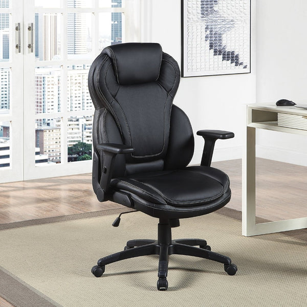 OSP Home Furnishings Exec High Back Bonded Leather Office Chair with Lumbar Support and Flip Arm Rests EC91150-EC3