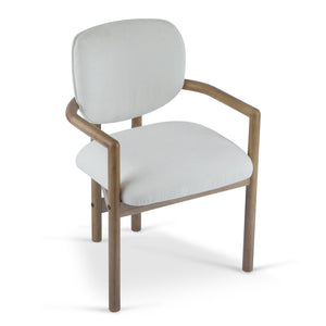 English Elm Christopher Knight Home® - Dining Upholstered Arm Chairs Set of 2 — Rubber Wood Frame, King Louis Backrest, Breathable Fabric Seats, 300 lb Capacity White N779P233060W