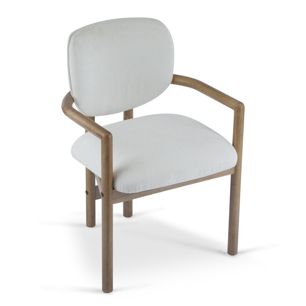 English Elm Christopher Knight Home® - Dining Upholstered Arm Chairs Set of 2 — Rubber Wood Frame, King Louis Backrest, Breathable Fabric Seats, 300 lb Capacity White N779P233060W