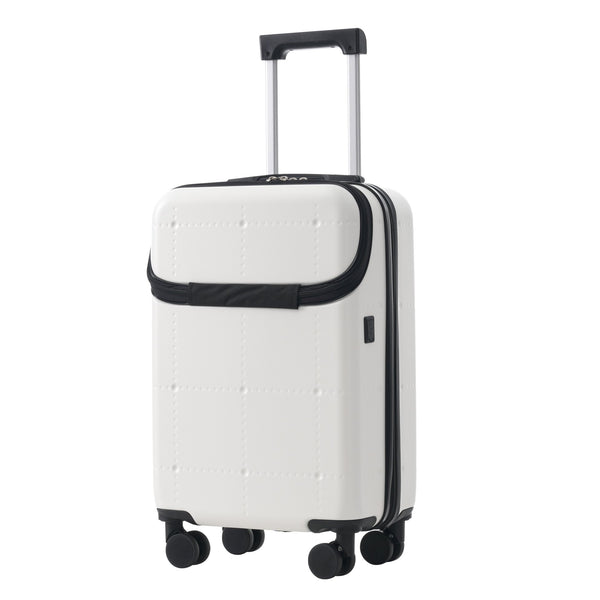 English Elm Luggage 5 Piece Hardside Abs Set with Front Access Carry on and Tsa Spinner Wheels White N732P391557K