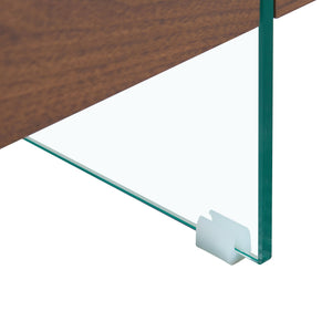 English Elm 31.4 Modern Two-Tier Square Coffee Table with Tempered Glass Top & Walnut Shelf — Stylish Storage W1512P407505