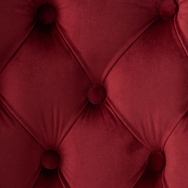 English Elm Mid-Century Lion Head Pull Ring Velvet Dining Chair with Tufted Cushion, Gold Wood Legs, Nailhead Trim WINE RED W1143P233645