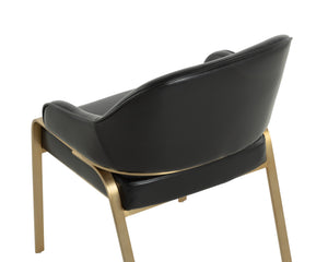 Sunpan Malachi Dining Armchair - Luxurious Design with Stainless Steel Base for Elegant Dining Spaces Gold, Cantina Black