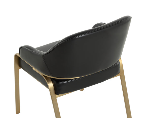Sunpan Malachi Dining Armchair - Luxurious Design with Stainless Steel Base for Elegant Dining Spaces Gold, Cantina Black