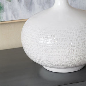 Crestview Collection 28.25"H Elegant Ceramic Table Lamp Set With Textured Design & White Linen Shade For Ambient Lighting   Cvap3127