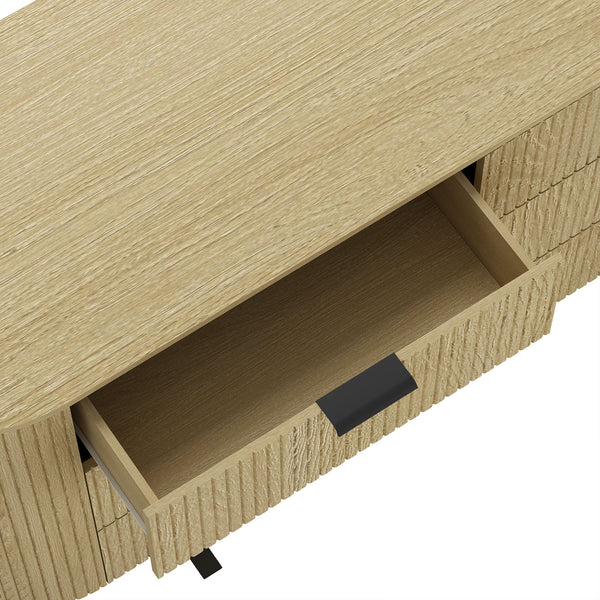 English Elm Dresser Six Drawer Oak Grain Wide Low Profile Minimalist Bedroom Storage Cabinet B365S00145