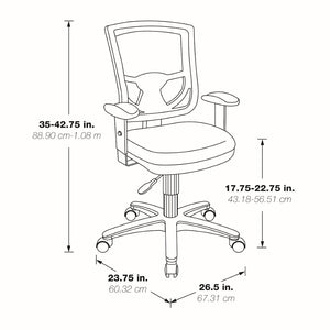 OSP Home Furnishings Progrid® Mesh Back Ergonomic Task Chair with Lumbar Support and Adjustable Arms 28174-30