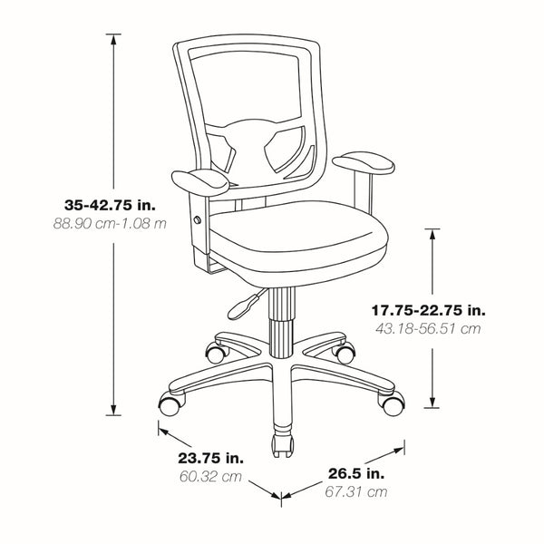 OSP Home Furnishings Progrid® Mesh Back Ergonomic Task Chair with Lumbar Support and Adjustable Arms 28174-30