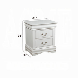 English Elm 1pc Classic Two-Drawer Nightstand with Brushed Nickel Pulls — Compact Wooden Bedside Storage, No Assembly Required White 18.5 L x 23.5 W x 27 H B2741P322601