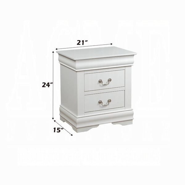 English Elm 1pc Classic Two-Drawer Nightstand with Brushed Nickel Pulls — Compact Wooden Bedside Storage, No Assembly Required White 18.5 L x 23.5 W x 27 H B2741P322601