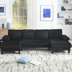 English Elm Modern U-Shaped 4-Seat Sofa With Double Chaise - Luxurious Velvet, Spacious Comfort & Style W2705S00017-GIGA