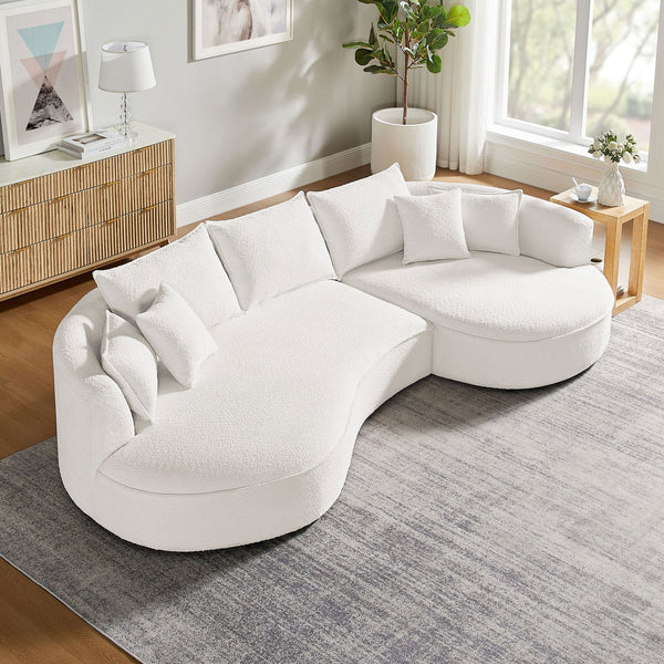 English Elm Curved Boucle Sectional Sofa – Cloud-Inspired Design For Modern Living, Comfort, And Style W876S00301