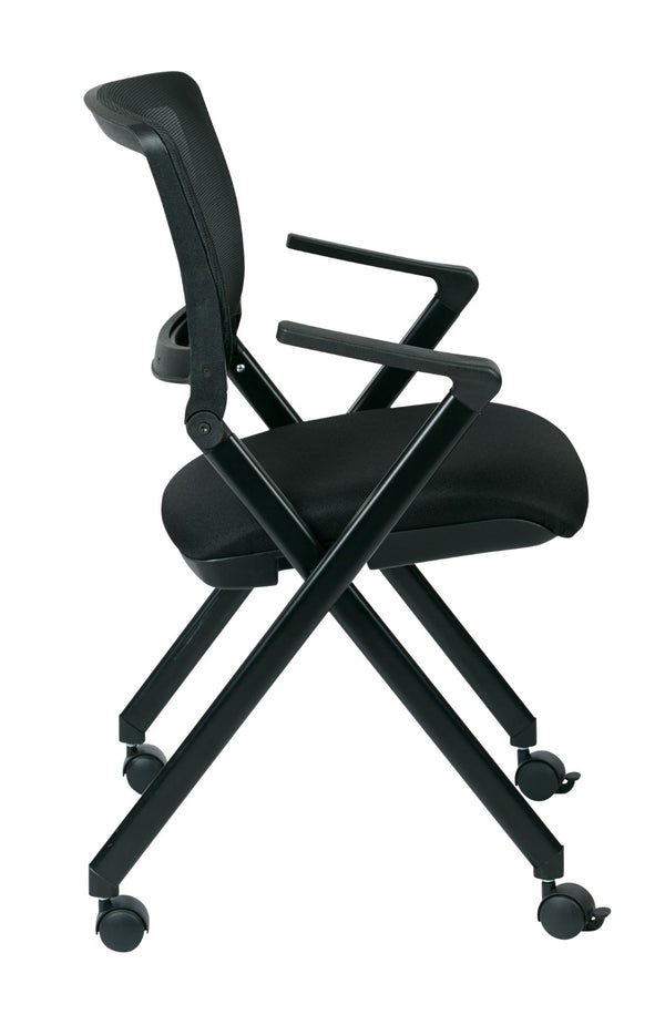 OSP Home Furnishings Folding Chair with Mesh Back Cushioned Seat and Metal Frame for Office or Conference Use FC8483-231
