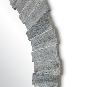 Dario Round Gray Mirror – Stunning Marble Design, Textured Finish, Modern Home Decor Accent Piece