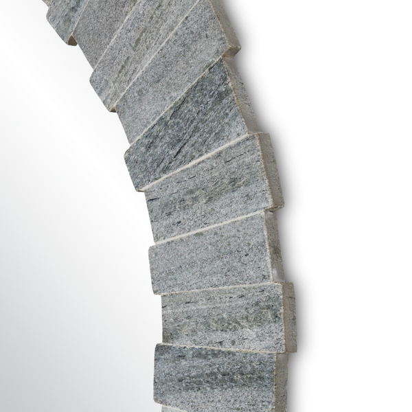 Dario Round Gray Mirror – Stunning Marble Design, Textured Finish, Modern Home Decor Accent Piece