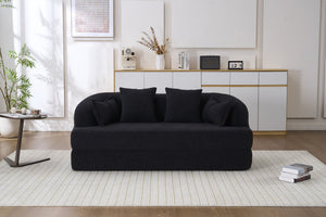 English Elm (old Sku W2231p392100) Chenille Sleeper Sofa Foldable Convertible Loveseat with Four Pillows Black W2231P466738