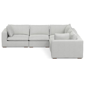 English Elm Jasmine Corner Sectional Sofa - Plush Cloud Grey Comfort For 5, Durable, Easy-Clean Design, Modern Style B136P199256