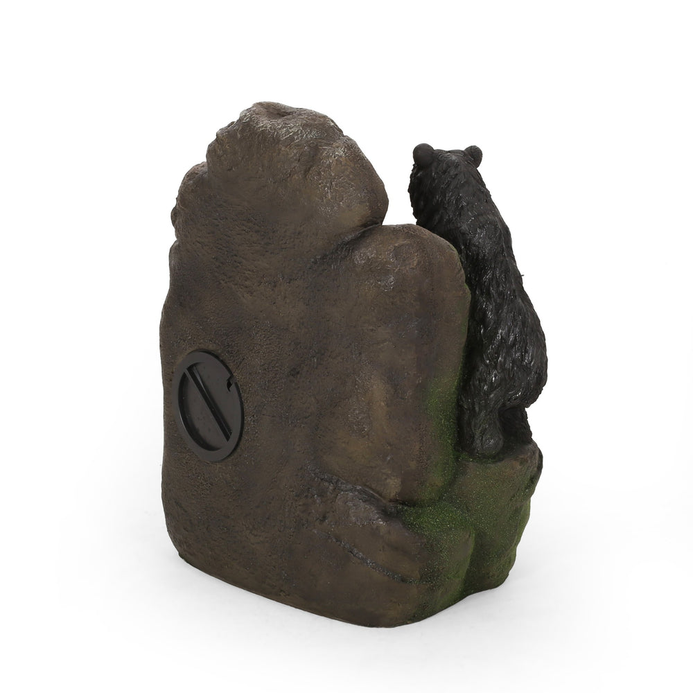 English Elm Christopher Knight Home® - 23.75" Hand Crafted Weather-Resistant Floor Fountain with LED Underwater Lights, Faux Stone Moss Black, 23.75" 71776.00MBLK