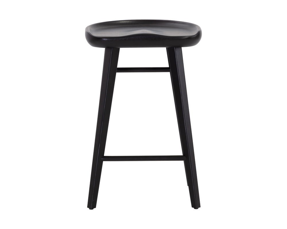 Sunpan Dominic Counter Stool - Solid Oak Craftsmanship with Sculpted Seat for Elegant Modern Spaces Black