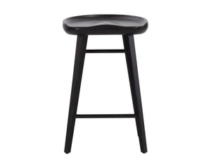 Sunpan Dominic Counter Stool - Solid Oak Craftsmanship with Sculpted Seat for Elegant Modern Spaces Black