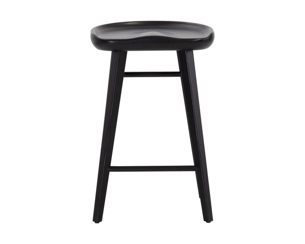 Sunpan Dominic Counter Stool - Solid Oak Craftsmanship with Sculpted Seat for Elegant Modern Spaces Black