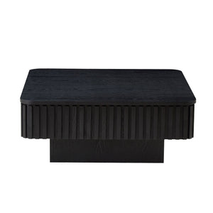 English Elm 35.43 Inch Square Lift Top Coffee Table Wood Veneer Hidden Storage Modern Living Room Black W2582P401472