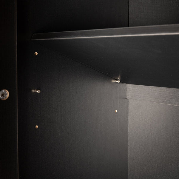 English Elm 63" Farmhouse Barn Door Storage Cabinet with Anti-Tip Safety, Quiet Drawers, Adjustable Shelf & Metal Handles Black W2917P319120